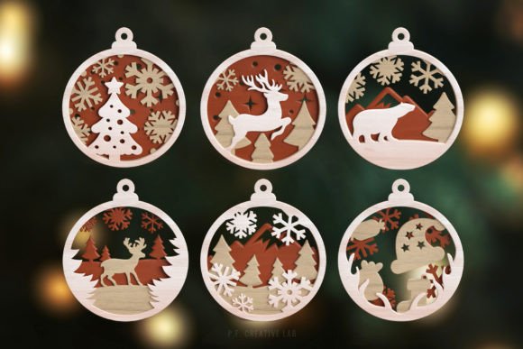 3D Christmas Tree SVG Ornament Bundle for Laser Cutting and Winter Amp