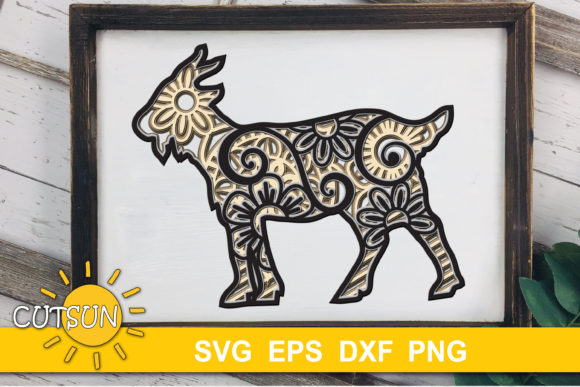 3D Layered Goat Mandala SVG - 5 Layers