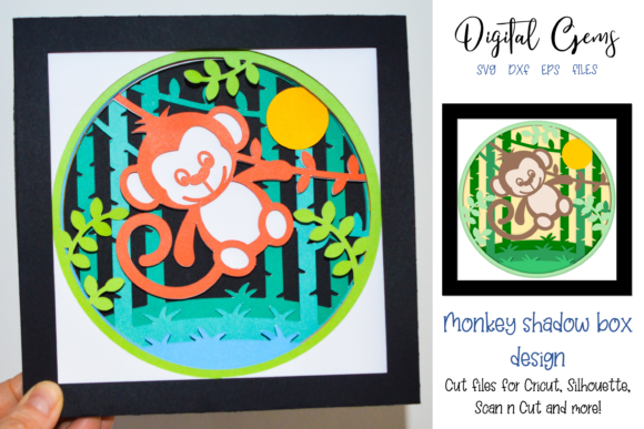 3D Monkey Shadow Box Design for 3D SVG and Shadow Boxes