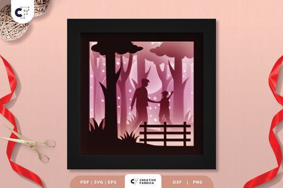 3D Shadow Box Father Playing with Son: A 3D SVG for Father S Day