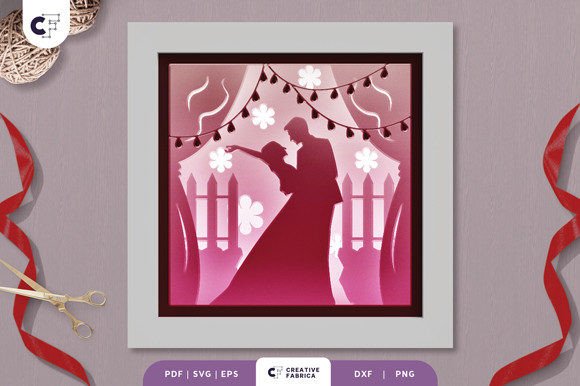 3D Shadow Box Wedding Couple Dancing SVG: Elevating Table Decorations with 3D SVG Design