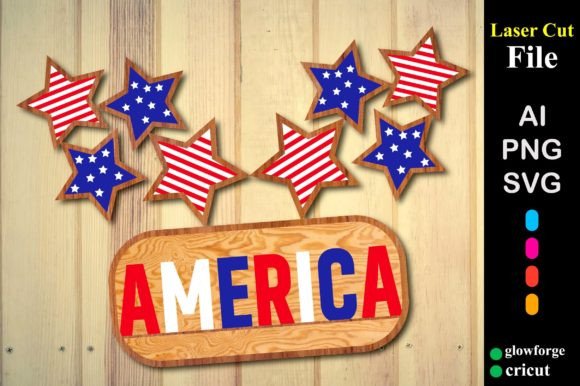 4th July Star Patriotic Banner 3D SVG