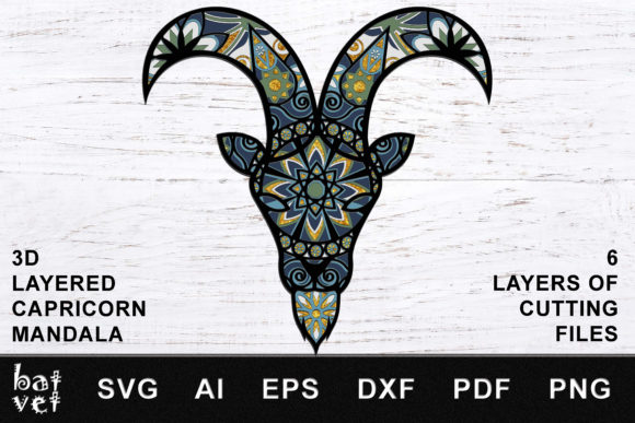 Capricorn SVG 3D Zodiac Mandala