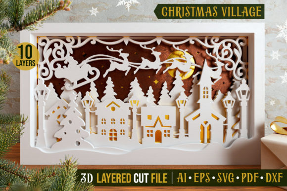 Christmas Village 3D Layered Cut File