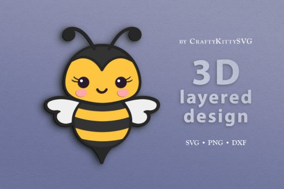 Cute Honey Bee 3D Layered SVG Cut File for Laser Cutting Wall Decor