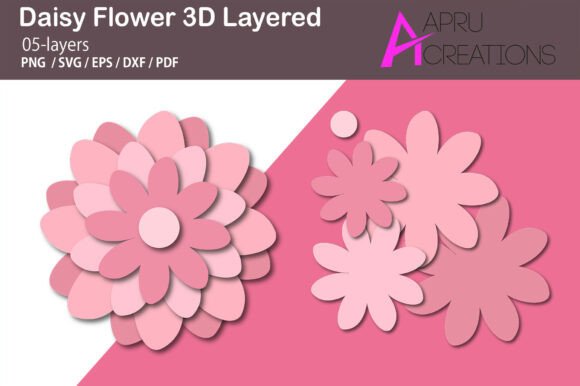 Daisy Flower 3D Layered SVG: Graphics and Crafts for Editorial Polish