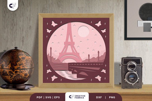Eiffel Tower Paris 3D Paper Cut SVG for Countries