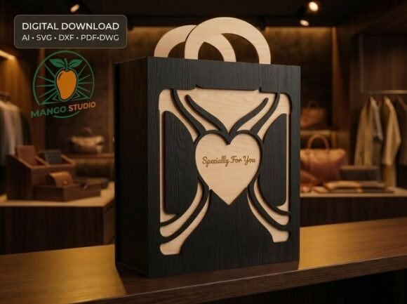 Luxury 3D Purse Box S2 - Heart Layer SVG