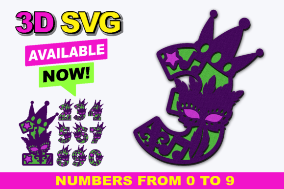 Mardi Gras Numbers 3D SVG Graphics and Crafts Review