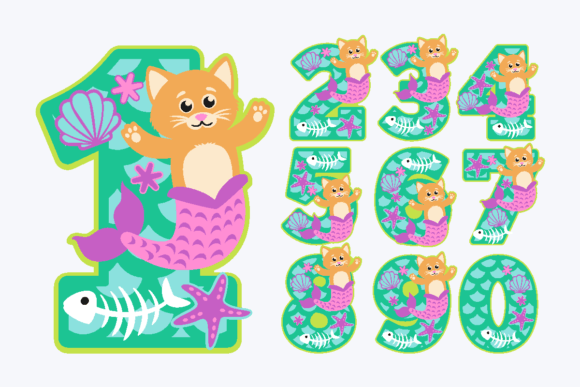 Mermaid Cat Numbers 3D SVG Graphics and Crafts Review