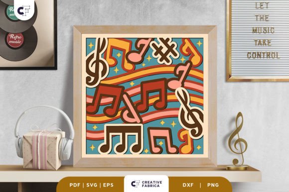 Musical Notes 3D Shadow Box Papercut for Small Business Branding