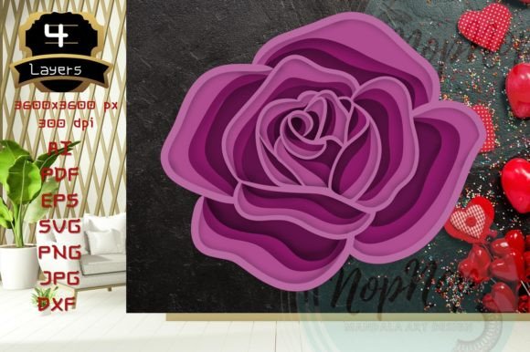 Rose 3D SVG: Laser Cutting & Mother S Day Branding