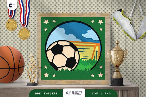 Soccer Champion 3D Light Box Paper Cut: A 3D SVG for Sports Creators