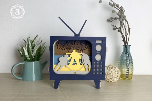 Television Popup 3D Ice Hockey: A 3D SVG for Shadow Boxes
