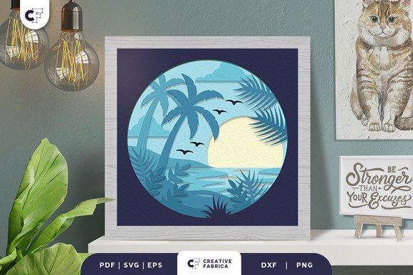 Tropical Beach Sunset 3D Shadow Box: A 3D SVG Review for Sellers