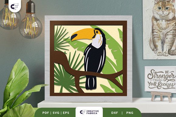 Tropical Toucan 3D Shadow Box Papercut: A 3D SVG for Other Creative Uses