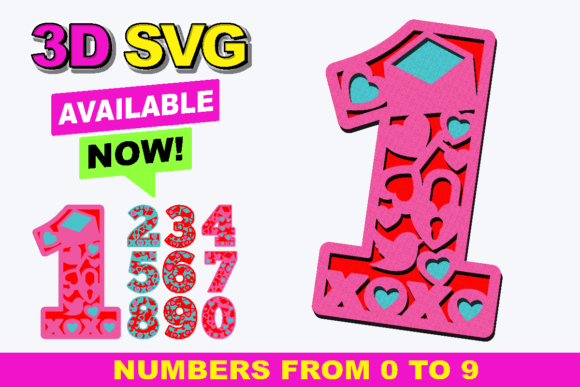Valentines Numbers 3D SVG Graphics and Crafts Review