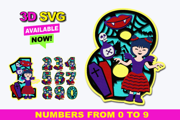 Vampire Girl Numbers 3D SVG Graphics and Crafts Review
