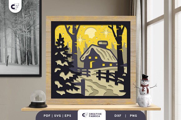 Winter Village 3D SVG: A Designer's Review of the Shadow Box Cut